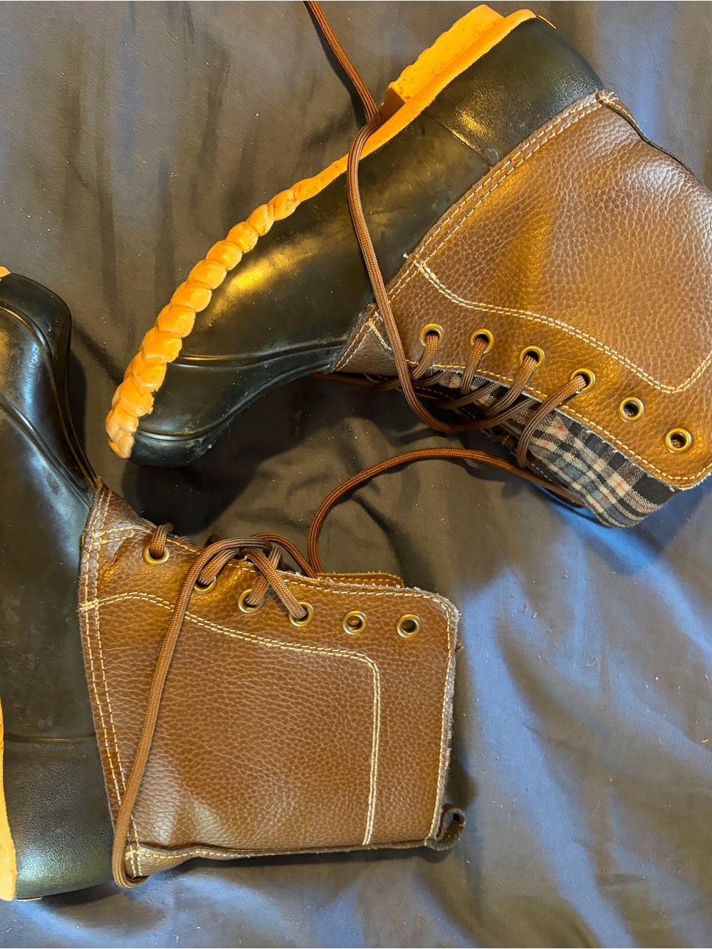 Sporto Brown and Black Lace-Up Women's Boots with Orange Sole